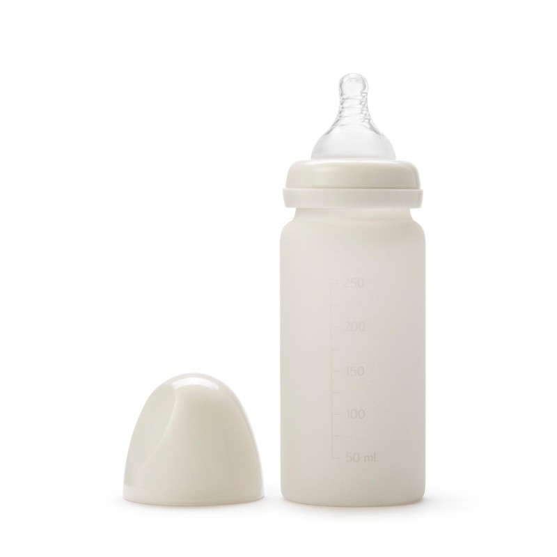 Glazen baby fles met siliconen speen 0m+ Vanilla White - Babymatters